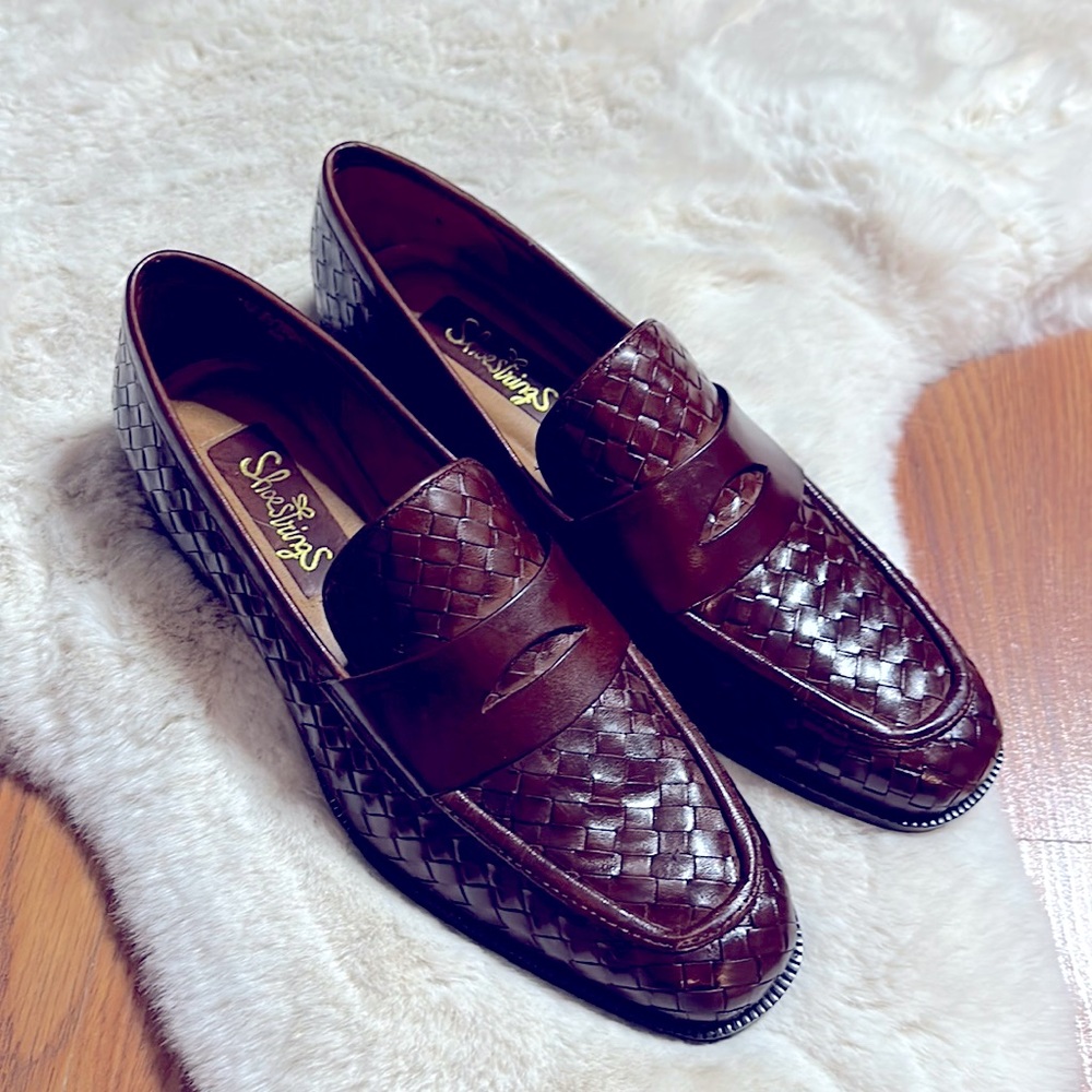 VINTAGE LEATHER WOVEN LOAFERS